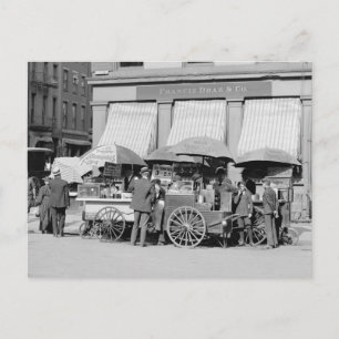 Cartão Postal Carrinhos de lanche de Nova York, 1906