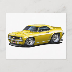Cartão Postal Carro Amarelo Camaro SS, 1969