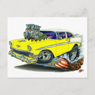 Cartão Postal Carro Amarelo Chevy Belair 1956
