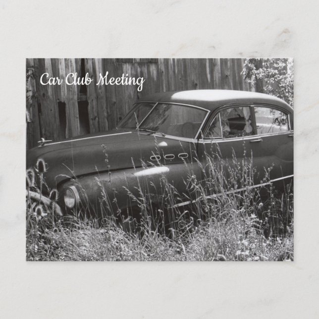 Cartão Postal Carro Antigo Abandonado em Cartaz de Campo (Frente)