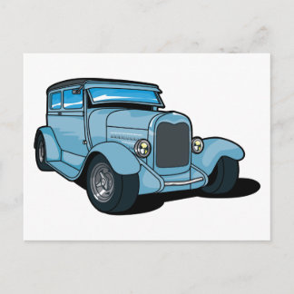 Cartão Postal Carro Antigo Azul