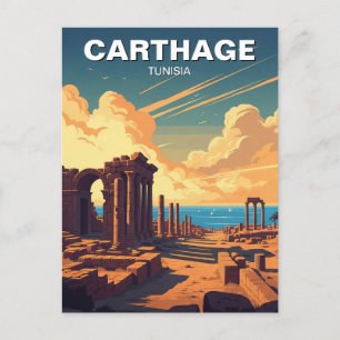 Cartão Postal Carro Antigo Cartago Tunísia Viagem