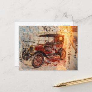 Cartão Postal Carro antigo de 1903 Colagem