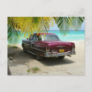 Cartão Postal Carro antigo na praia de Cuba