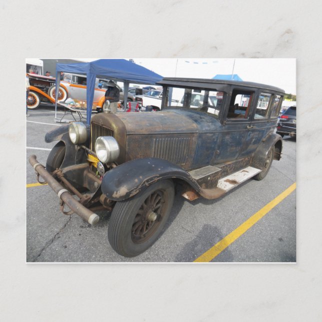 Cartão Postal Carro Azul Rustado (Frente)