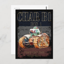 Cartão Postal Carro B1 Bis Tanque pesado francês da Segunda Guer