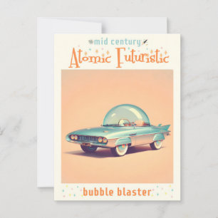 Cartão Postal Carro Blaster de Bolha Futurista Atômico