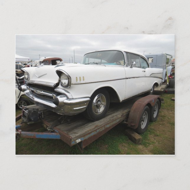 Cartão Postal Carro Branco Antiquado (Frente)