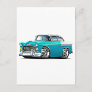Cartão Postal Carro Branco Chevy Belair Turquoise 1955