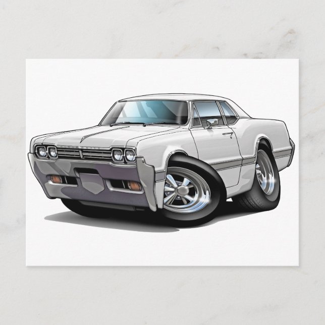 Cartão Postal Carro Branco de Cutlass, Velhos 1966 (Frente)