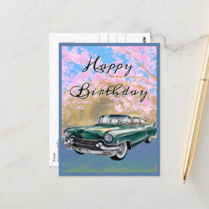 Cartão Postal Carro Cadillac Vintage, Simples Aniversário Retroa