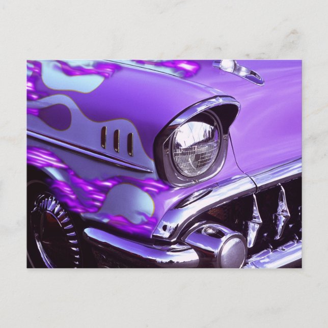 Cartão Postal Carro clássico: Chevrolet com capuz em chamas (Frente)