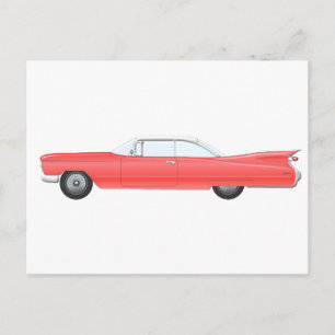 Cartão Postal Carro Clássico Rosa