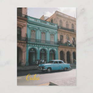 Cartão Postal Carro Clássico Turquesa Antigo Havana Cuba Colonia