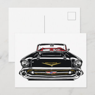 Cartão Postal Carro Clássico Vintage Retro Arte Pop Frente