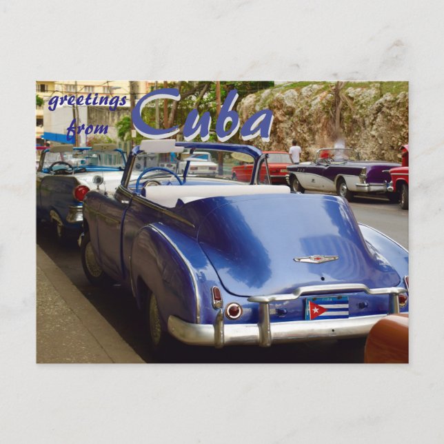 Cartão Postal Carro Conversível de Cuba em Havana (Frente)
