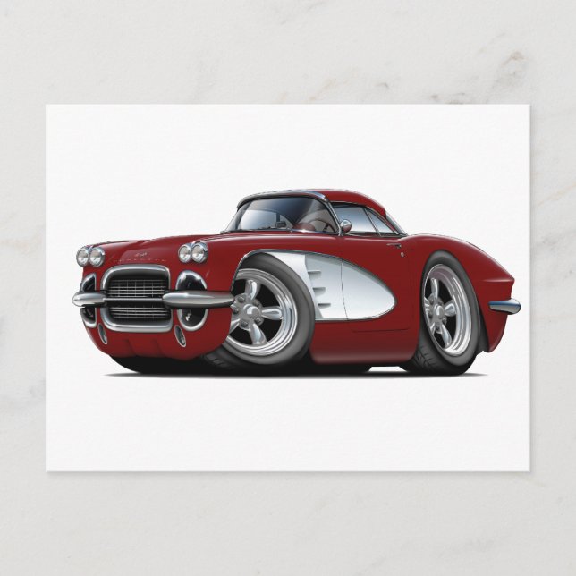 Cartão Postal Carro Corvette Maroon 1961 (Frente)
