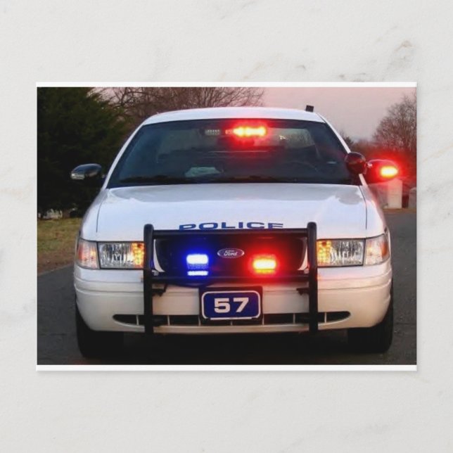 Cartão Postal CARRO DA POLÍCIA - tudo aceso (Frente)