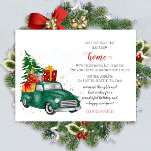 Cartão Postal Carro de Árvore de Natal Bonito Deslocado Feriado 
