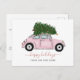 Cartão Postal Carro de Árvore de Natal Rosa, Deslocado Feriado e (Frente/Verso)
