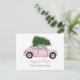 Cartão Postal Carro de Árvore de Natal Rosa, Deslocado Feriado e (Em pé/Frente)