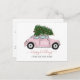 Cartão Postal Carro de Árvore de Natal Rosa, Deslocado Feriado e (Frente/Verso In Situ)