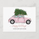 Cartão Postal Carro de Árvore de Natal Rosa, Deslocado Feriado e (Frente)