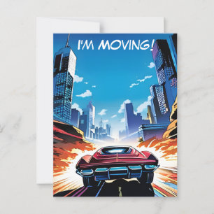 Cartão Postal Carro De Caderno Em Rápida Nova Morada