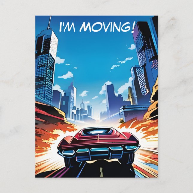 Cartão Postal Carro De Caderno Em Rápida Nova Morada (Frente)