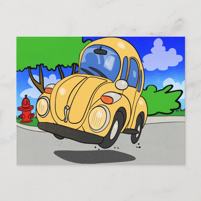 Cartão Postal Carro de Cartoon Bonito (Frente)