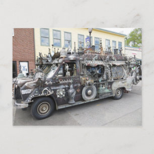 Cartão Postal Carro de escultura de sucata