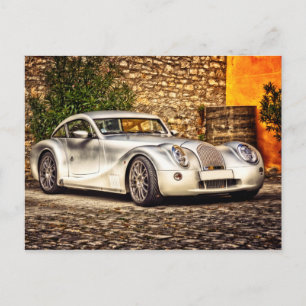 Cartão Postal Carro de esporte clássico prata
