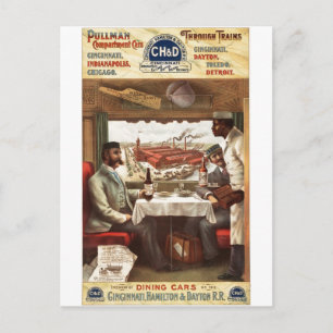 Cartão Postal Carro de jantar Pullman no trem 1894