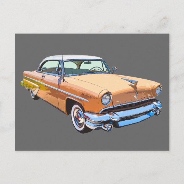 Cartão Postal Carro de Luxo Lincoln Capri, 1955 (Frente)