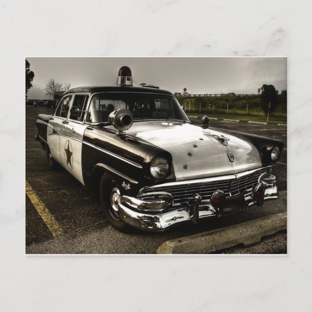 Cartão Postal Carro de Polícia Antigo (Frente)