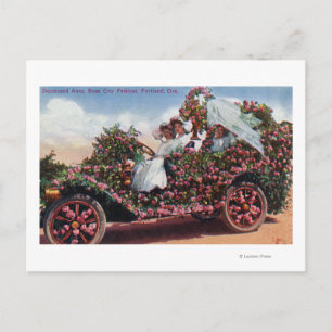Cartão Postal Carro Decorado do Festival da Cidade de rosa com M