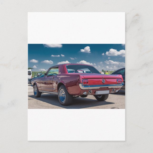 Cartão Postal Carro Esporte Mustang Red Musculoso Artes Metálica (Frente)