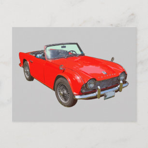 Cartão Postal Carro esportivo conversível Triumph Tr4 Vermelho