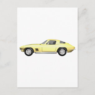 Cartão Postal Carro Esportivo Corvette 1967: Fim Amarelo
