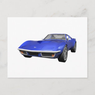 Cartão Postal Carro Esportivo Corvette 1970: Conclusão Azul
