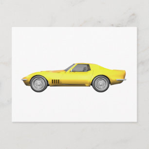 Cartão Postal Carro Esportivo Corvette 1970: Fim Amarelo