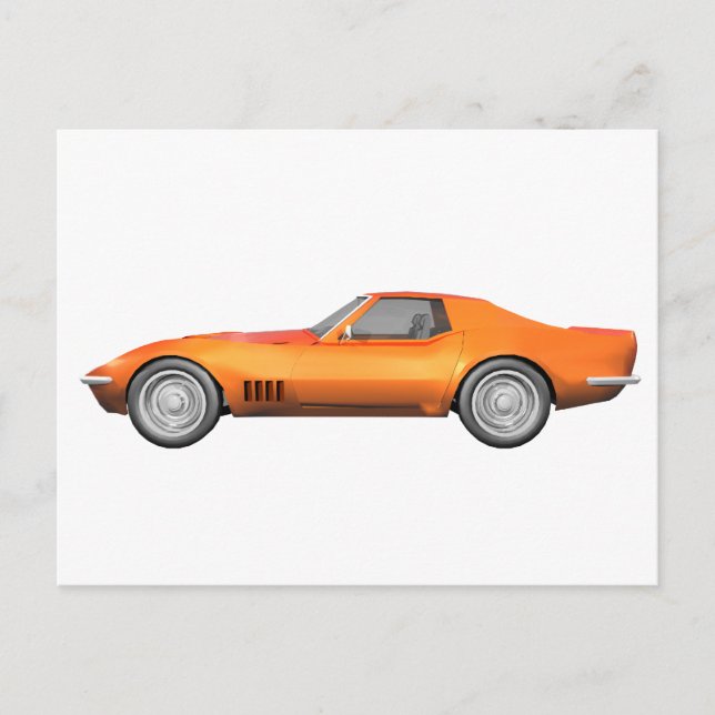 Cartão Postal Carro Esportivo Corvette 1970: Laranja Finish: (Frente)