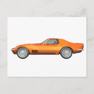 Cartão Postal Carro Esportivo Corvette 1970: Término Laranja: