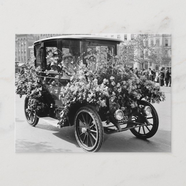 Cartão Postal Carro Flor Suffragette: 1914 (Frente)