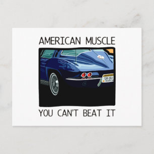 Cartão Postal Carro muscular americano, clássico e azul-vintage