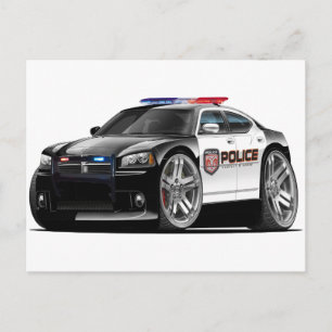 Cartão Postal Carro Policial do Carregador de Dama