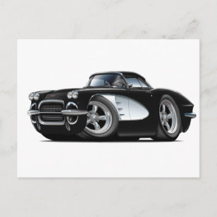 Cartão Postal Carro Preto Corvette 1961