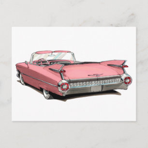 Cartão Postal Carro Rosa Cadillac 1959