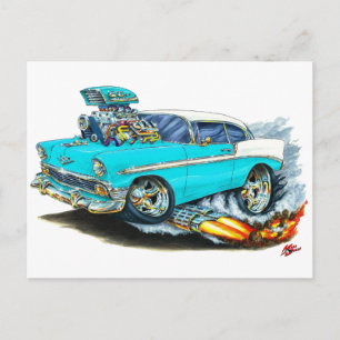 Cartão Postal Carro Turquesa 1956 Chevy 150-210