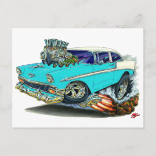 Cartão Postal Carro Turquesa Chevy Belair 1956